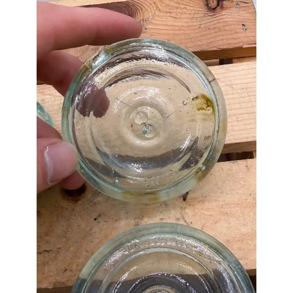 Lot of 6 Vintage Aqua Glass Canning Jar Lids